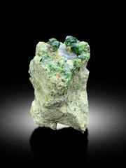 LUSH GREEN DEMANTOID GARNET CRYSTALS WITH CALCITE, DEMANTOID GARNET SPECIMEN, RAW GARNET STONE, GARNET FOR SALE - 399 GRAM
