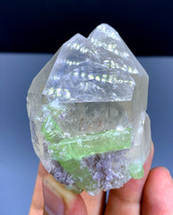 Green Tourmaline Crystals with Lepidolite on Quartz from Afghanistan - 132 gram