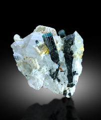 Blue Cap Tourmaline Crystals with Quartz, Natural Tourmaline, Fine Mineral, Tourmaline Specimen from Skardu Pakistan 330 Gram