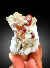 Natural Spessartite Garnet Crystals with Star Mica and Feldspar, Garnet Specimen, Raw Mineral, Garnet from Skardu Pakistan - 116 gram