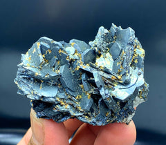 Rare Blue Hematite Cluster with Rutile Inclusions, Iron Stone - 146 gram