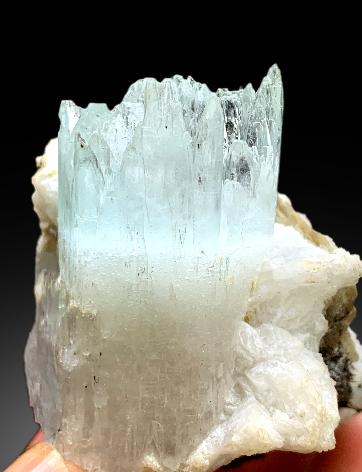 Bicolor Beryl, AquaMorganite Crystal on Matrix, Morganite var Aquamarine with Etched Terminations, AquaMorganite Specimen - 92 gram