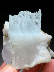 Bicolor Beryl, AquaMorganite Crystal on Matrix, Morganite var Aquamarine with Etched Terminations, AquaMorganite Specimen - 92 gram