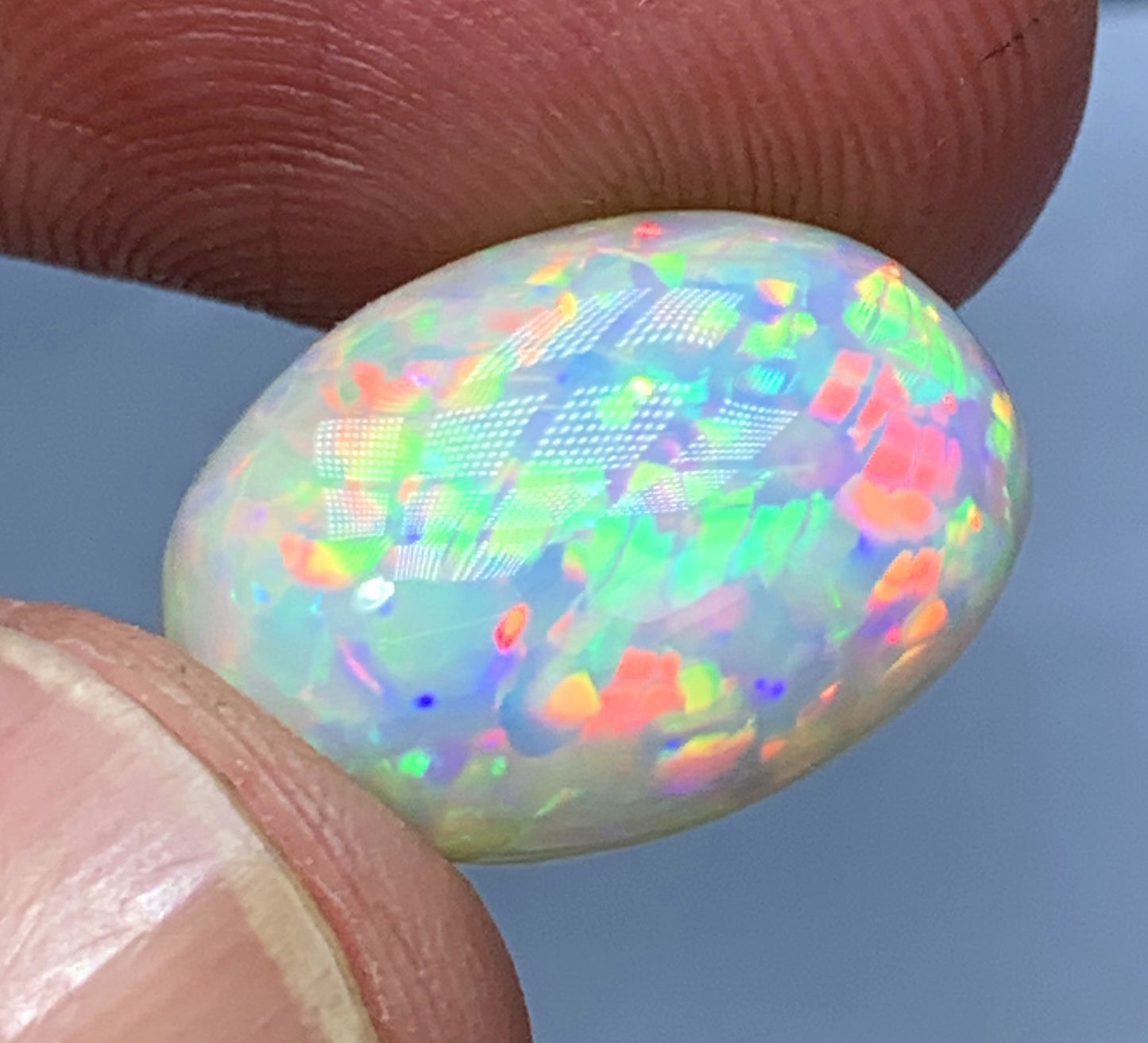 Full Fire Honeycomb Opal Cabochon, Ethiopian Earth Mined Welo Opal Cabochon - 8.10 carats