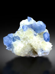Blue Celestine Crystals on Calcite from Afghanistan - 220 gram