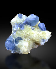 Blue Celestine Crystals on Calcite from Afghanistan - 220 gram