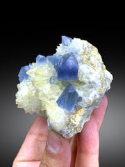 Blue Celestine Crystals on Calcite from Afghanistan - 220 gram