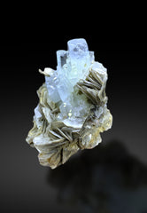 Sky Blue Color Aquamarine Cluster on Mica from Pakistan - 177 gram