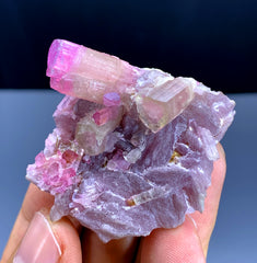 Pink Tourmaline Crystals on Lepidolite from Pachigram Afghanistan - 31 gram