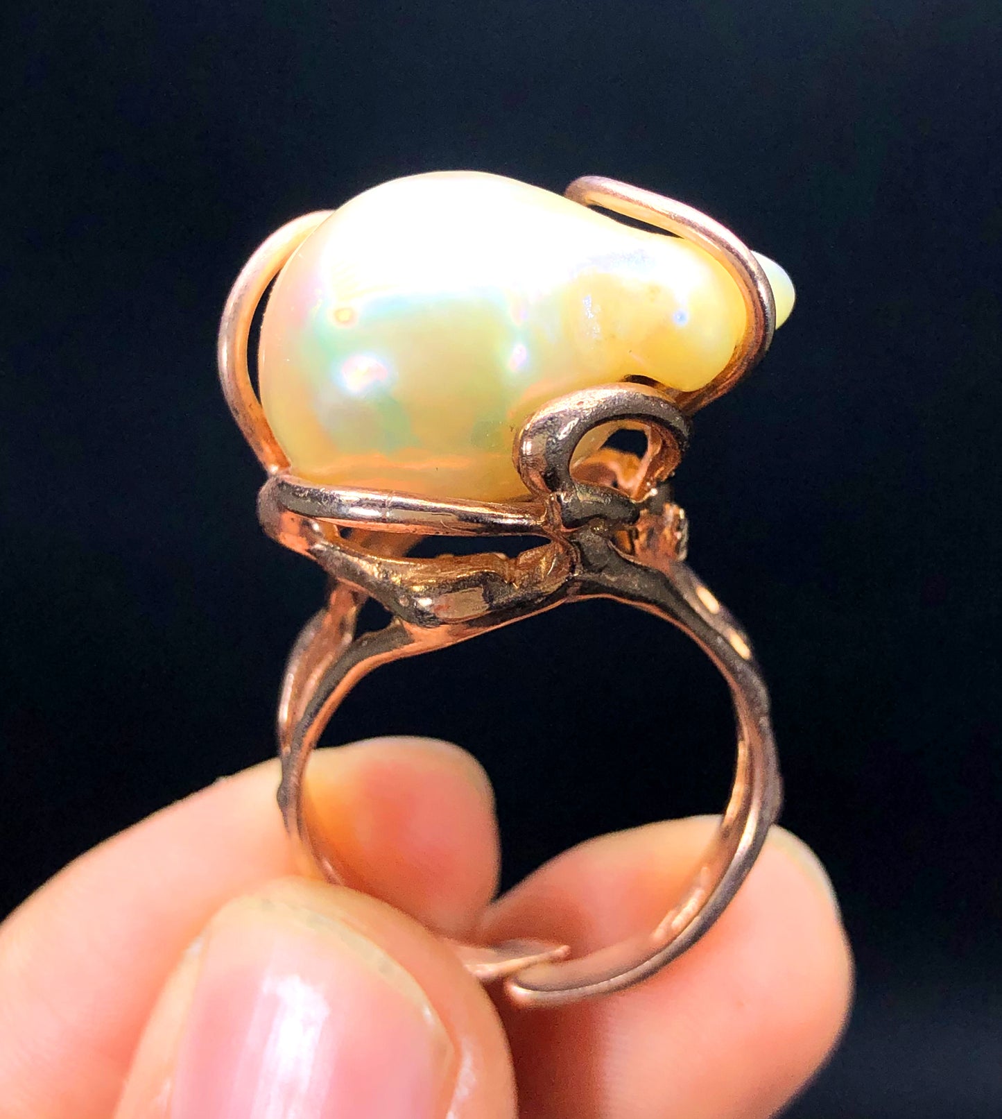 Pearl Ring, Adjustable Baroque Pearl Ring, Handmade Ring, Wedding Ring, Engagement Ring, Pearl Gemstone, Sterling Silver 925