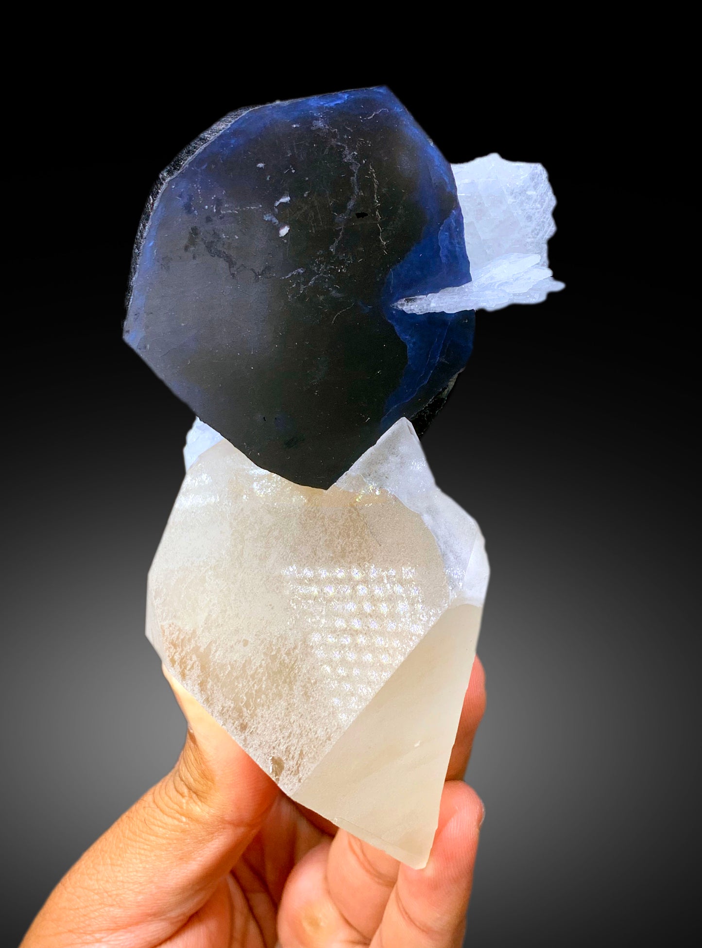 Natural Blue Cap Tourmaline Crystal with Quartz from Paprok Afghanistan - 571 gram