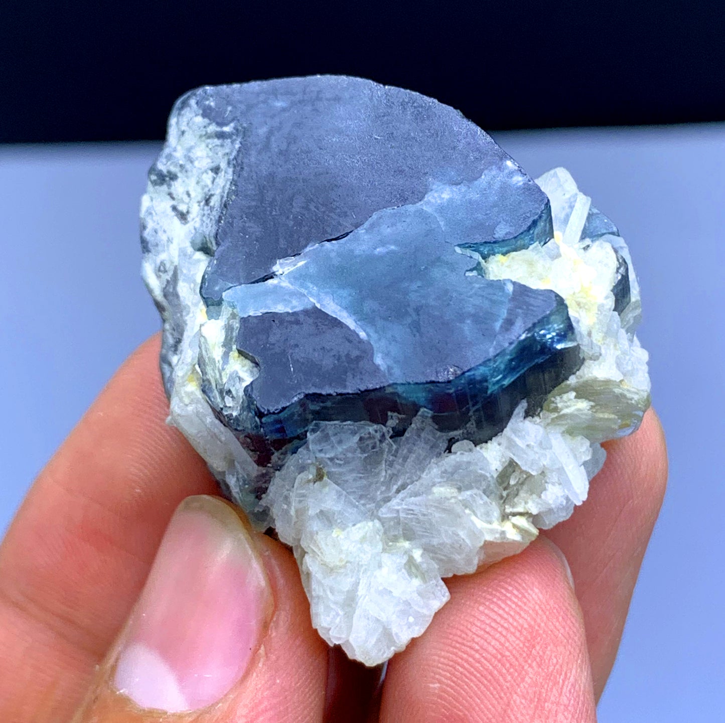 Blue Cap Tourmaline on Albite from Afghanistan - 218.70 carat