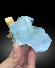 Blue Aquamarine crystals with Microcline Feldspar from Nagar Pakistan - 316 grams