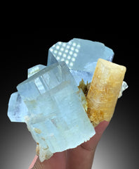 Blue Aquamarine crystals with Microcline Feldspar from Nagar Pakistan - 316 grams