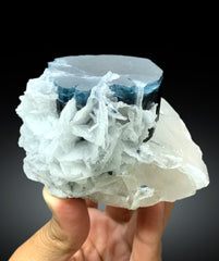 Blue Cap Tourmaline on Cleavelandite Albite and Quartz from Paprok Afghanistan - 455 gram
