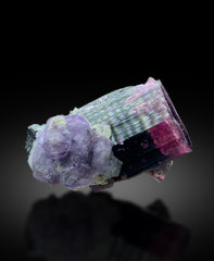 Ultra Rare Purple Apatite on Pink Cap Tourmaline from Paprok Afghanistan - 49 gram