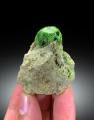 Green Demantoid Garnet on matrix, 52 gram