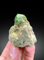 Green Demantoid Garnet on matrix, 52 gram