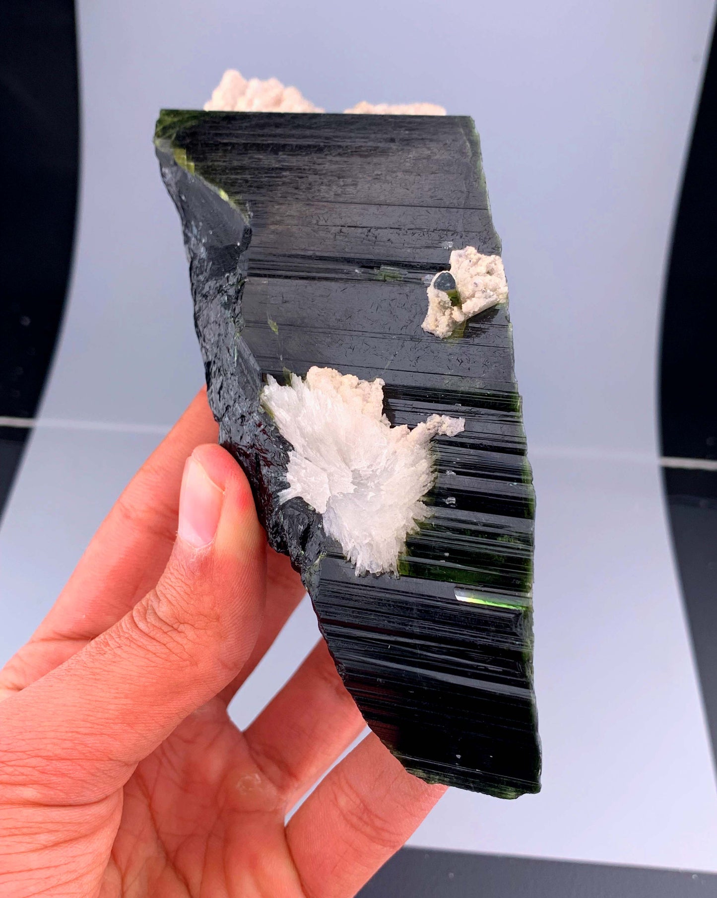 Green Tourmaline Crystal With Albite From Skardu Pakistan - 495 Gram