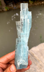 Sky Blue Aquamarine Cluster with Schorl from Shigar valley Pakistan - 146 gram