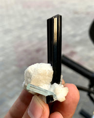 Aquamarine with Schorl Tourmaline on Albite from Pakistan - 20 gram