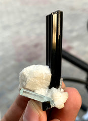 Aquamarine with Schorl Tourmaline on Albite from Pakistan - 20 gram