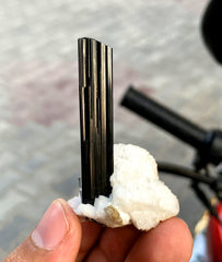 Aquamarine with Schorl Tourmaline on Albite from Pakistan - 20 gram