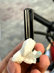 Aquamarine with Schorl Tourmaline on Albite from Pakistan - 20 gram