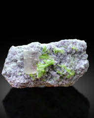 Pink Morganite with Green Tourmalines on Lepidolite from Afghanistan - 785 gram