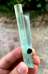 Transparent Blue Aquamarine Cluster with Schorl from Shigar valley Pakistan - 31 gram