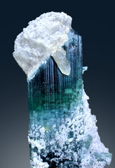 Exquisite Neon Blue Tourmaline with Quartz and Lepidolite from Afghanistan - 355 gram