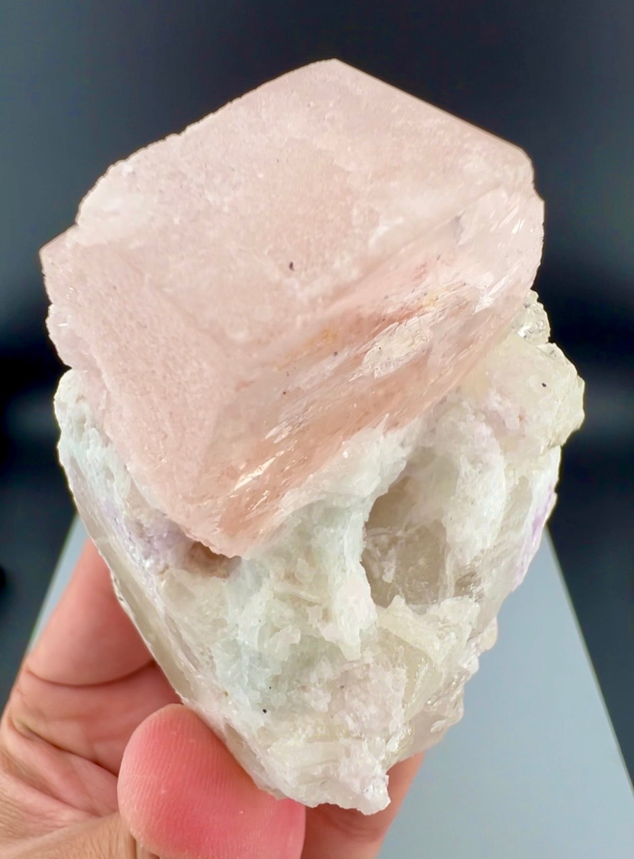 Peach Pink Morganite with Quartz and Albite From Afghanistan - 258 Grams