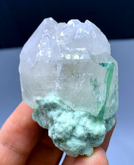 Green Tourmaline Crystals on Quartz from Afghanistan - 62 gram
