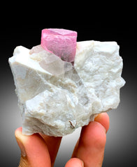 Pink Color Tourmaline with Blue Core, Tourmaline Crystal, Quartz and Feldspar, Tourmaline Specimen from Pachigram Afghanistan - 205 gram