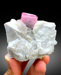 Pink Color Tourmaline with Blue Core, Tourmaline Crystal, Quartz and Feldspar, Tourmaline Specimen from Pachigram Afghanistan - 205 gram