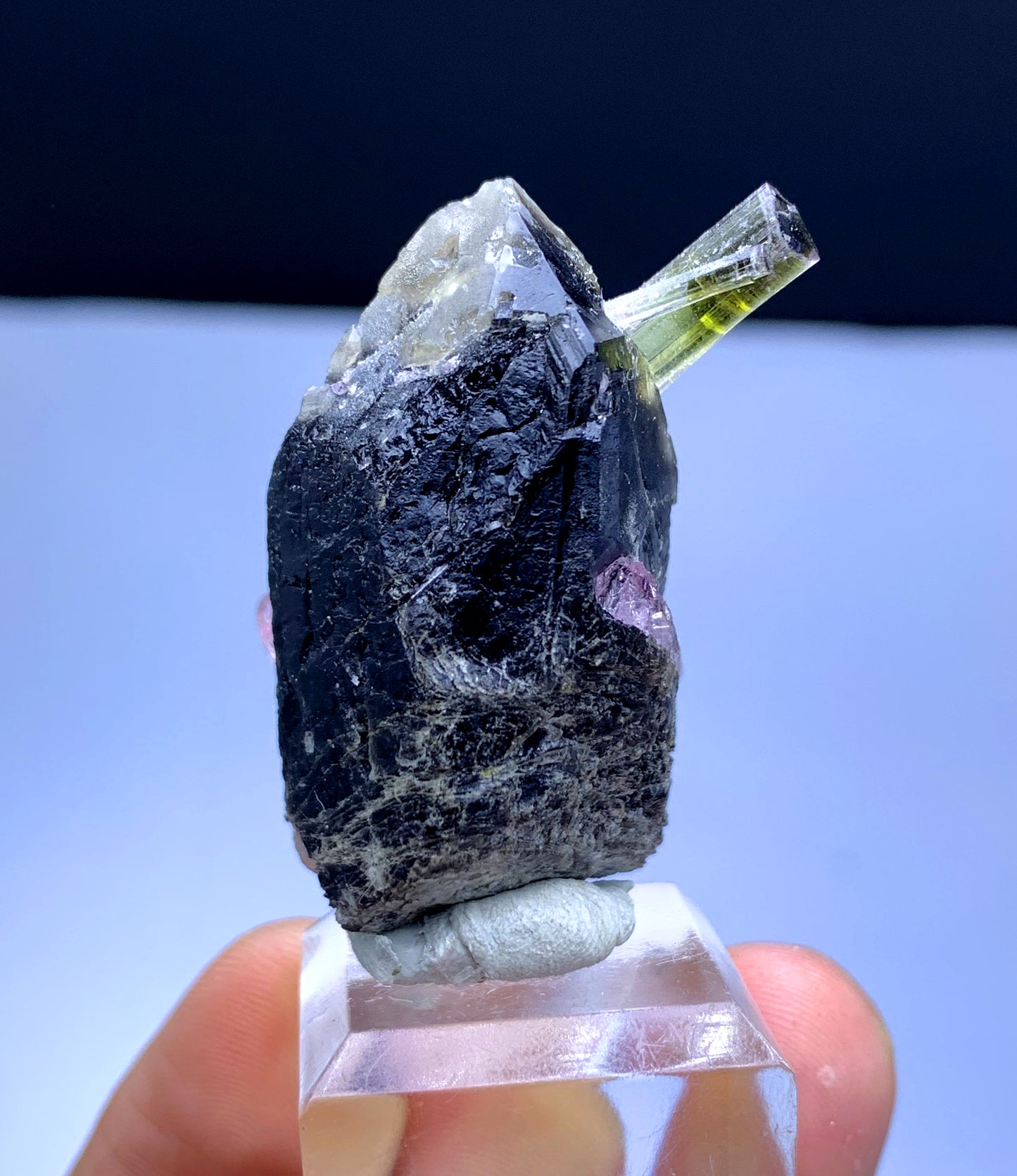 Cotton Candy Bicolor Tourmaline on Smoky Quartz from Afghanistan - 28 gram