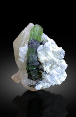 Green Tourmaline on Quartz and Albite from Afghanistan - 160 gram