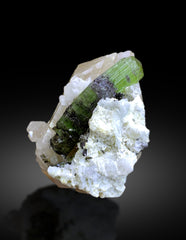 Green Tourmaline on Quartz and Albite from Afghanistan - 160 gram