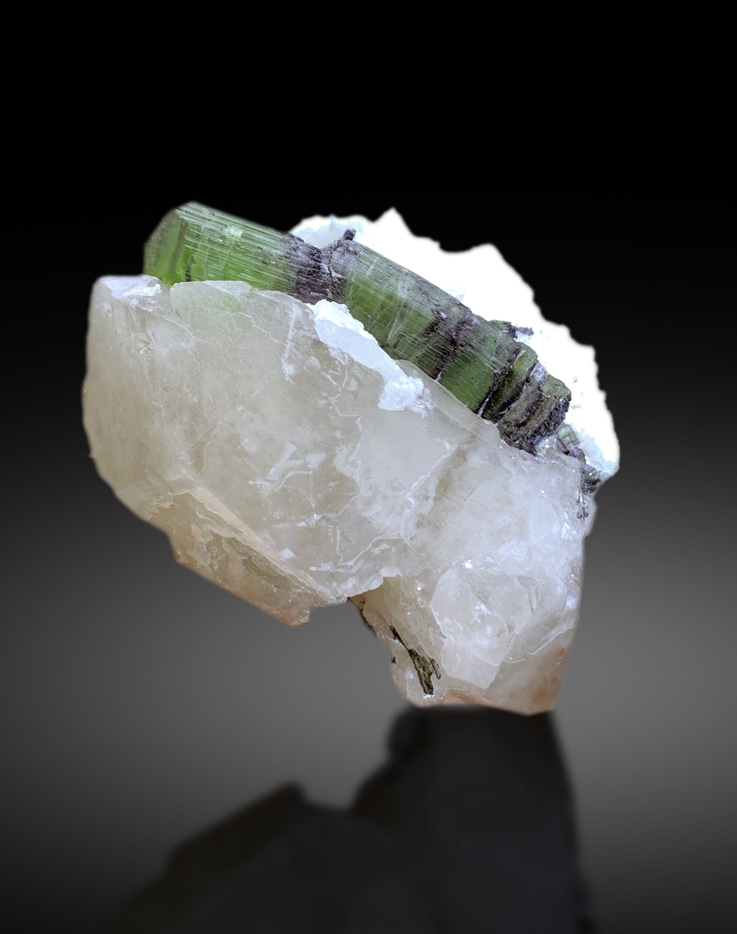 Green Tourmaline on Quartz and Albite from Afghanistan - 160 gram