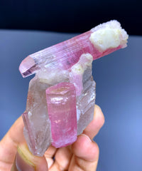 Pink Tourmaline Crystals on Quartz from Afghanistan - 70 gram