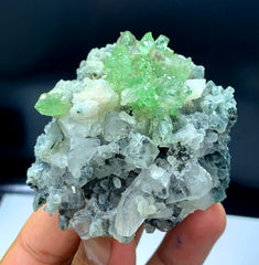 Green Color Apophyllite on Stilbite from Jalgaon, India - 141 gram