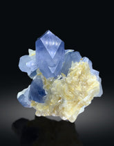 Natural Blue Color Celestine Cluster on Calcite from Afghanistan - 226 grams