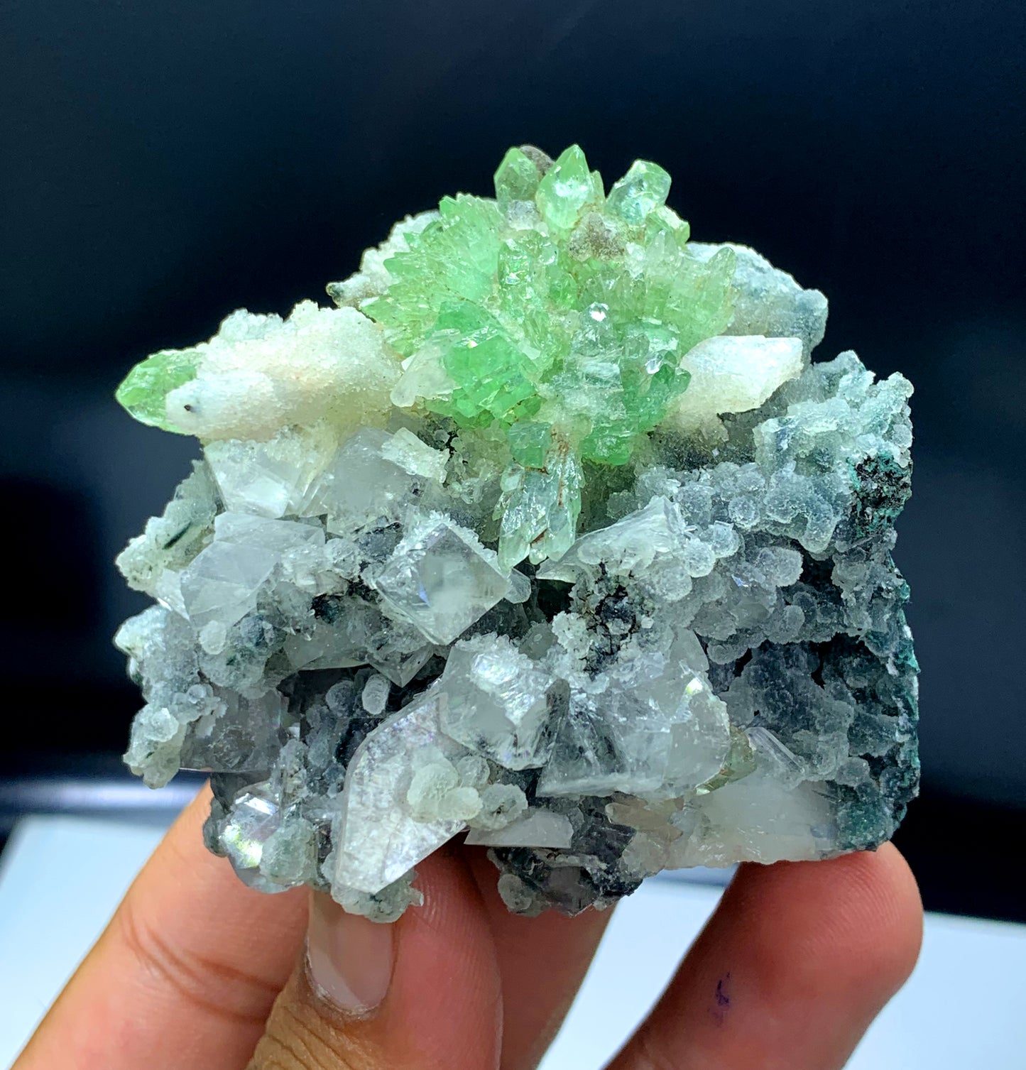 Green Color Apophyllite on Stilbite from Jalgaon, India - 141 gram