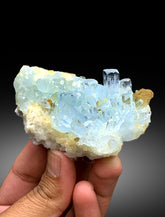 Sky Blue Color Aquamarine Cluster, Crystals Cluster, Aquamarine Specimen, Nagar Aquamarine, Aquamarine Gems - 178 gram