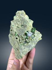 Lush Green Demantoid Garnet Crystals on Matrix Mineral Specimen - 275 gram