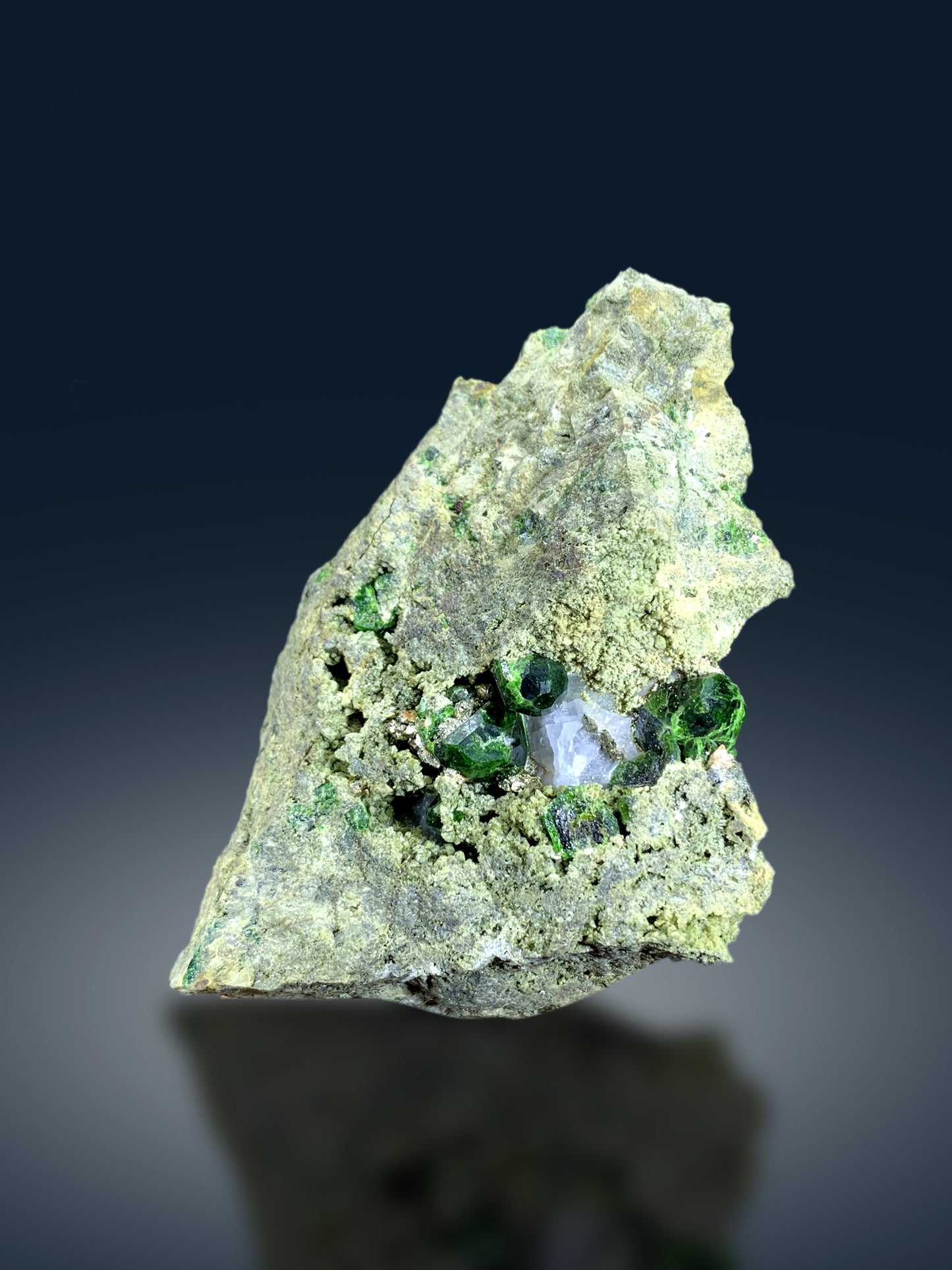 Lush Green Demantoid Garnet Crystals on Matrix Mineral Specimen - 275 gram
