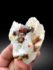 Natural Red Garnet Crystals on Quartz from Pakistan - 128 gram