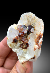 Natural Red Garnet Crystals on Quartz from Pakistan - 128 gram