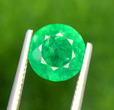 Round Cut Zambian Green Emerald Gemstone, Loose Gemstone, Emerald Faceted Cut Stone, Gemstone Jewelry - 3.13 CT