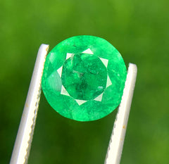 Round Cut Zambian Green Emerald Gemstone, Loose Gemstone, Emerald Faceted Cut Stone, Gemstone Jewelry - 3.13 CT